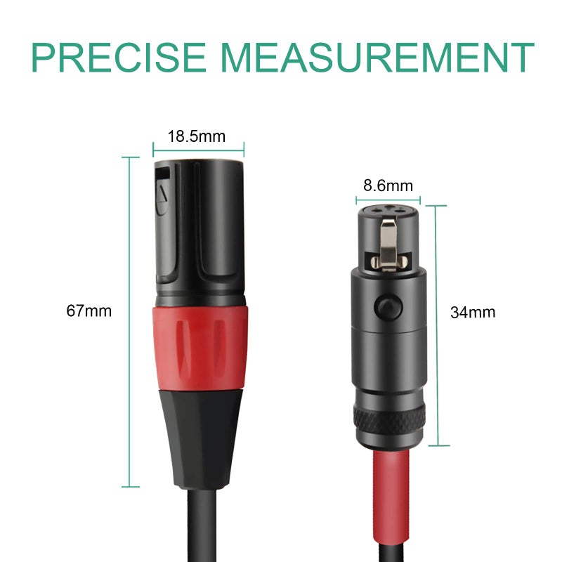 JOMLEY 3 Pin Mini XLR Female (TA3F) to Regular XLR Male Pro Lapel Microphone Cable - 3.3ft - Image 4